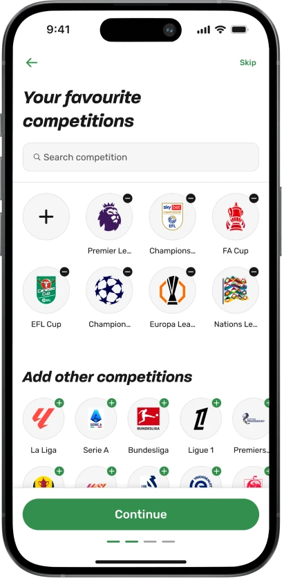 Onboarding competitions selection